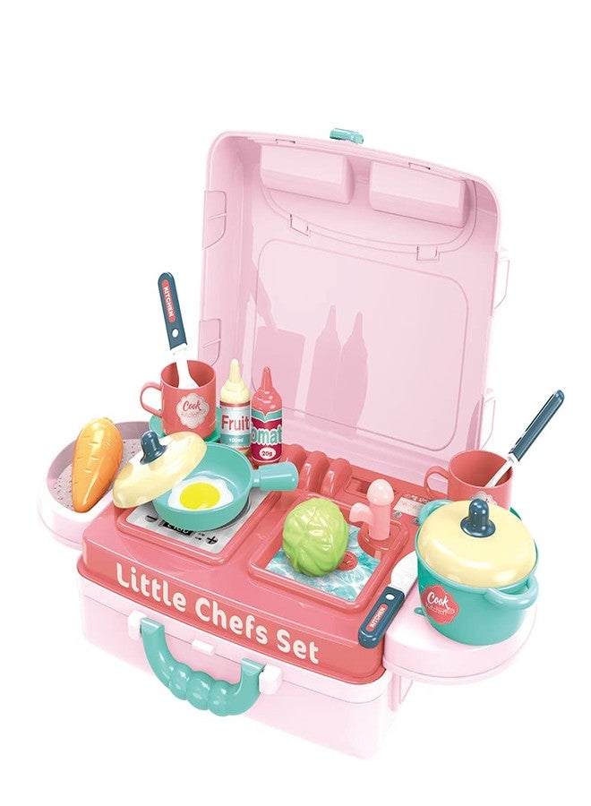 STOFFIER GARTEN Kitchen Play Set Toy for Kids Boys and Girls - Pink - Image 3